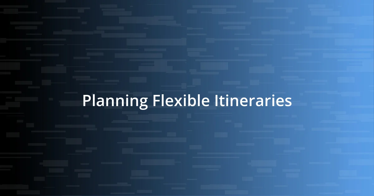 Planning Flexible Itineraries